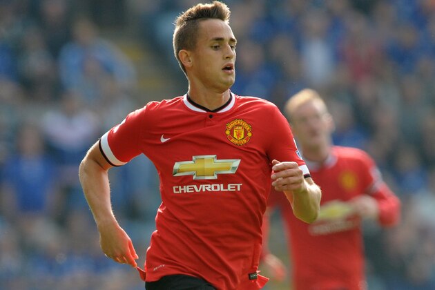 Manchester United's Adnan Januzaj during the English Premier League soccer match between Leicester City and Manchester United at King Power Stadium, in Leicester, England, Sunday, Sept. 21, 2014.  (AP Photo/Rui Vieira)
