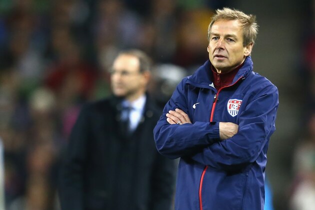DUBLIN, IRELAND - NOVEMBER 18:  Jurgen Klinsmann the head coach of USA looks on during the International Friendly match between the Republic of Ireland and USA at the Aviva Stadium on November 18, 2014 in Dublin, Ireland.  (Photo by Michael Steele/Getty Images)