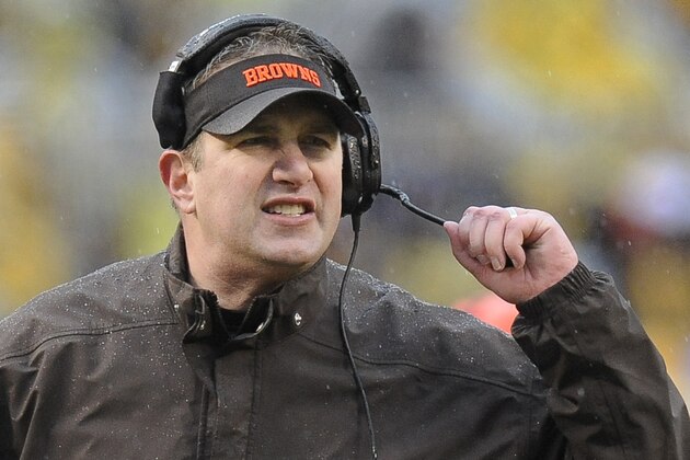 Cleveland Browns head coach Rob Chudzinski during the second quarter of an NFL football game against the Pittsburgh Steelers on Sunday, Dec. 29, 2013, in Pittsburgh. (AP Photo/Don Wright)