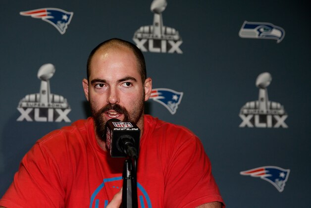 CHANDLER, AZ - JANUARY 26:  Center Max Unger #60 of the Seattle Seahawks speaks during a Super Bowl XLIX media availability at the Arizona Grand Hotel on January 26, 2015 in Chandler, Arizona.  (Photo by Christian Petersen/Getty Images)