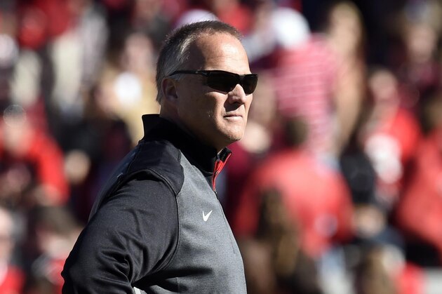 Nov 29, 2014; Athens, GA, USA; Georgia Bulldogs head coach Mark Richt shown on the field prior to the game against the Georgia Tech Yellow Jackets at Sanford Stadium. Mandatory Credit: Dale Zanine-USA TODAY Sports
