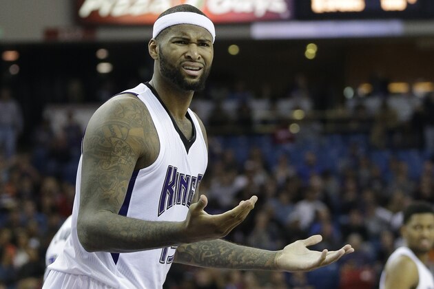 Sacramento Kings center DeMarcus Cousins questions a foul call during the second half of an NBA basketball game against the Denver Nuggets in Sacramento, Calif., Friday, Jan. 9,  2015.  The Nuggets won 118-108.(AP Photo/Rich Pedroncelli)