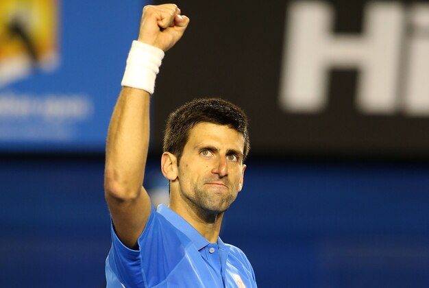 MELBOURNE, AUSTRALIA - JANUARY 26:  Novak Djokovic of Serbia during his match against Gilles Muller of Luxembourg on Rod Laver Arena during day eight of the 2015 Australian Open at Melbourne Park on January 26, 2015 in Melbourne, Australia.  (Photo by Patrick Scala/Getty Images)
