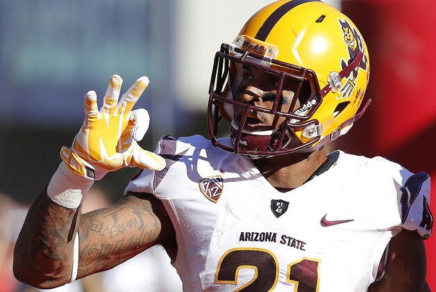 Arizona State wide receiver Jaelen Strong (21) during the second half of an NCAA college football game against Arizona, Friday, Nov. 28, 2014, in Tucson, Ariz. (AP Photo/Rick Scuteri)