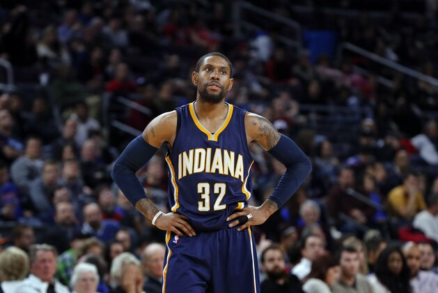 Indiana Pacers C.J. Watson watches against the Detroit Pistons in the second half of an NBA basketball game in Auburn Hills, Mich., Friday, Dec. 26, 2014. (AP Photo/Paul Sancya)