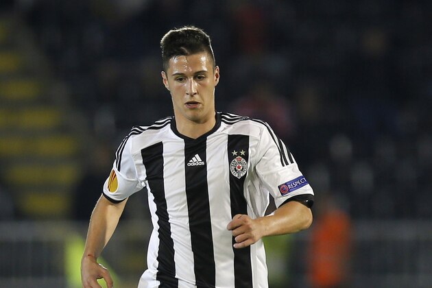 BELGRADE,SERBIA - SEPTEMBER 18:  Danilo Pantic of FK Partizan in action during the UEFA Europa League match between FK Partizan and Tottenham Hotspur FC on September 18, 2014 in Belgrade,Serbia. (Photo by Pedja Milosavljevic/EuroFootball/Getty Images)