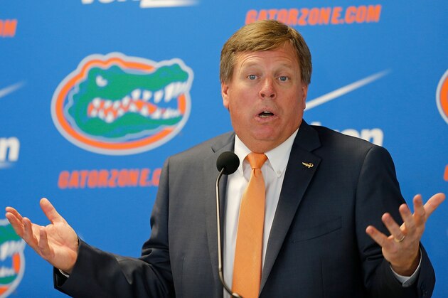 GAINESVILLE, FL - DECEMBER 06: Florida Gators head coach Jim McElwain speaks during an introductory press conference on December 6, 2014 in Gainesville, Florida. McElwain has left Colorado State and replaces ex-Florida coach Will Muschamp who was fired earlier this season. (Photo by Rob Foldy/Getty Images) GAINESVILLE, FL - DECEMBER 06: Florida Gators head coach Jim McElwain speaks during an introductory press conference on December 6, 2014 in Gainesville, Florida. McElwain has left Colorado State and replaces ex-Florida coach Will Muschamp who was fired earlier this season. (Photo by Rob Foldy/Getty Images)