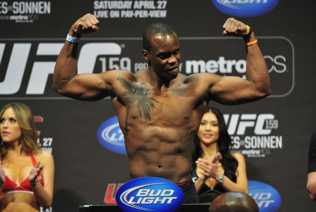Apr 26, 2013; Newark, NJ, USA; Ovince St. Preux weighs in for his light heavyweight bout against Gian Villante (not pictured) at the Prudential Center. Mandatory Credit: Joe Camporeale-USA TODAY Sports