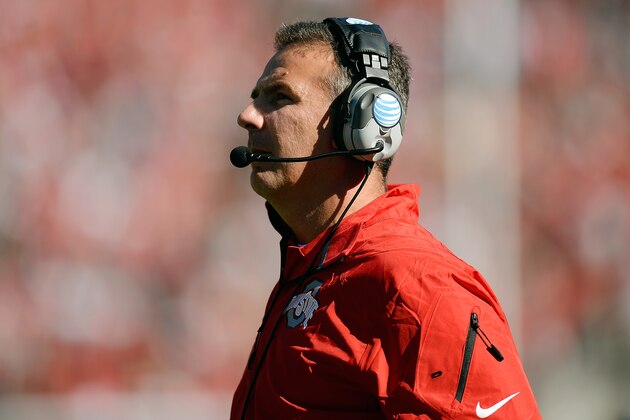 BERKELEY, CA - SEPTEMBER 14:  Head Coach Urban Meyer of the Ohio State Buckeyes looks on during the first quarter against the California Golden Bears at California Memorial Stadium on September 14, 2013 in Berkeley, California.  (Photo by Thearon W. Henderson/Getty Images)