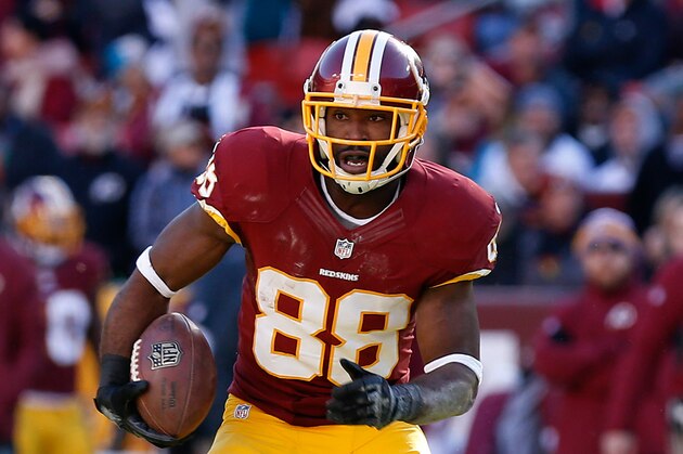 Dec 7, 2014; Landover, MD, USA; Washington Redskins wide receiver Pierre Garcon (88) runs with the ball against the St. Louis Rams at FedEx Field. Mandatory Credit: Geoff Burke-USA TODAY Sports