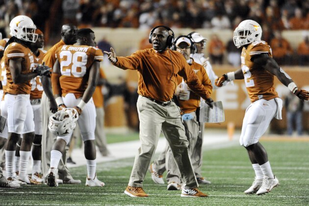 Nov 27, 2014; Austin, TX, USA; Texas Longhorns head coach Charlie Strong during the game against the TCU Horned Frogs at Darrell K Royal-Texas Memorial Stadium. Mandatory Credit: Brendan Maloney-USA TODAY Sports