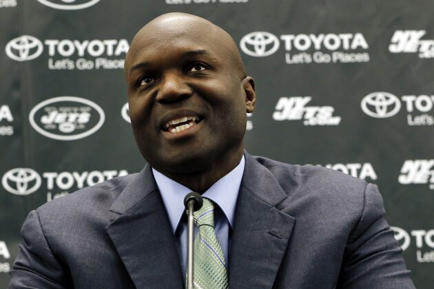 New York Jets new head coach Todd Bowles speaks during an NFL football press conference, Wednesday, Jan. 21, 2015, in Florham Park, N.J. The New York Jets usher in a new era for the franchise, formally introducing new general manager Mike Maccagnan and Bowles on Wednesday. (AP Photo/Julio Cortez)
