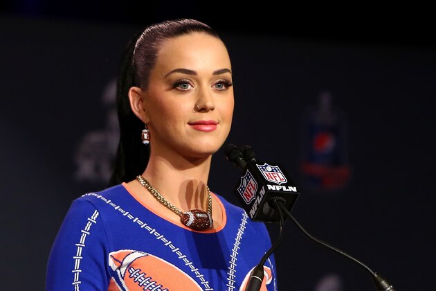 PHOENIX, AZ - JANUARY 29:  Singer Katy Perry speaks during the Pepsi Super Bowl XLIV Halftime Show Press Conference at the Phoenix Convention Center on January 29, 2015 in Phoenix, Arizona.  (Photo by Mike Lawrie/Getty Images)