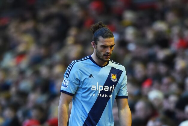 LIVERPOOL, ENGLAND - JANUARY 31: Andy Carroll of West Ham United is substituted during the Barclays Premier League match between Liverpool and West Ham United at Anfield on January 31, 2015 in Liverpool, England.  (Photo by Shaun Botterill/Getty Images)