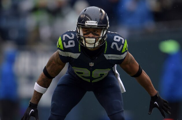 Nov 2, 2014; Seattle, WA, USA; Seattle Seahawks safety Earl Thomas (29) against the Oakland Raiders at CenturyLink Field. Mandatory Credit: Kirby Lee-USA TODAY Sports