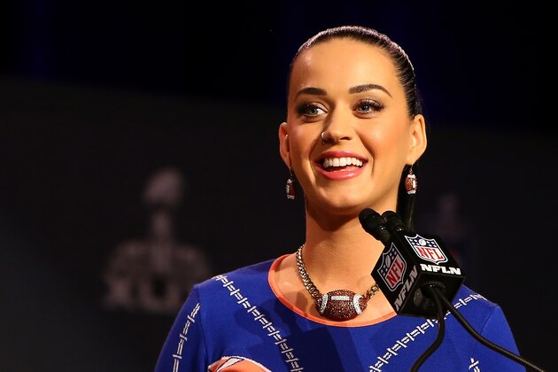 PHOENIX, AZ - JANUARY 29:  Singer Katy Perry speaks during the Pepsi Super Bowl XLIV Halftime Show Press Conference at the Phoenix Convention Center on January 29, 2015 in Phoenix, Arizona.  (Photo by Mike Lawrie/Getty Images)