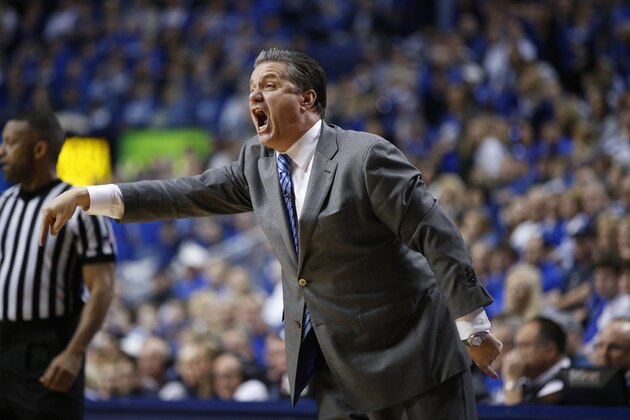 LEXINGTON, KY - JANUARY 20: Head coach John Calipari of the Kentucky Wildcats reacts in the second half of the game against the Vanderbilt Commodores at Rupp Arena on January 20, 2015 in Lexington, Kentucky. Kentucky defeated Vanderbilt 65-57. (Photo by Joe Robbins/Getty Images)