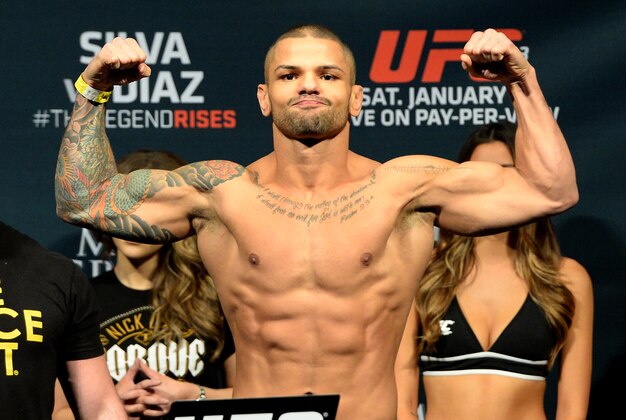 Jan 30, 2015; Las Vegas, NV, USA; Jordan Mein at the weigh in for his welterweight bout against Thiago Alves (not pictured) at the MGM Grand Garden Arena. Mandatory Credit: Jayne Kamin-Oncea-USA TODAY Sports