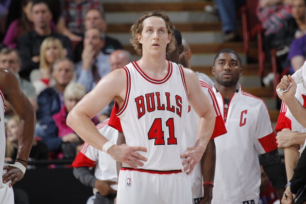 SACRAMENTO, CA - NOVEMBER 20: Cameron Bairstow #41 of the Chicago Bulls looks on during the game against the Sacramento Kings on November 20, 2014 at Sleep Train Arena in Sacramento, California. NOTE TO USER: User expressly acknowledges and agrees that, by downloading and or using this photograph, User is consenting to the terms and conditions of the Getty Images Agreement. Mandatory Copyright Notice: Copyright 2014 NBAE (Photo by Rocky Widner/NBAE via Getty Images)