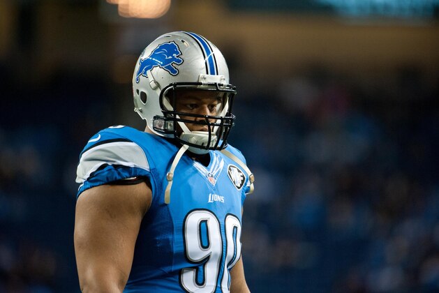 Dec 14, 2014; Detroit, MI, USA; Detroit Lions defensive tackle Ndamukong Suh (90) before the game against the Minnesota Vikings at Ford Field. Mandatory Credit: Tim Fuller-USA TODAY Sports