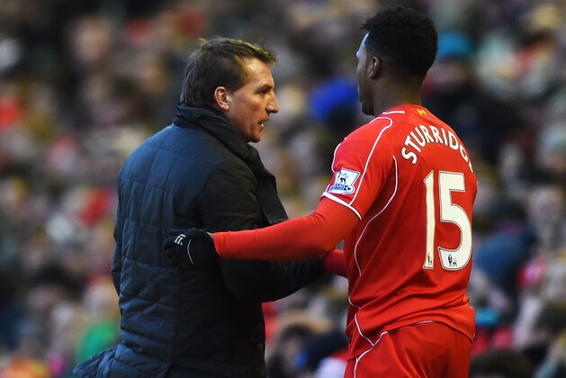 LIVERPOOL, ENGLAND - JANUARY 31:  Brendan Rodgers, manager of Liverpool prepares to bring on Daniel Sturridge during the Barclays Premier League match between Liverpool and West Ham United at Anfield on January 31, 2015 in Liverpool, England.  (Photo by Shaun Botterill/Getty Images)