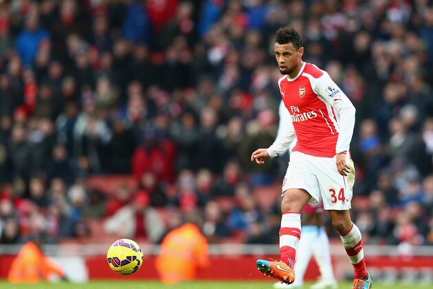 LONDON, ENGLAND - FEBRUARY 01:  Francis Coquelin of Arsenal in action during the Barclays Premier League match between Arsenal and Aston Villa at Emirates Stadium on February 1, 2015 in London, England.  (Photo by Clive Mason/Getty Images)