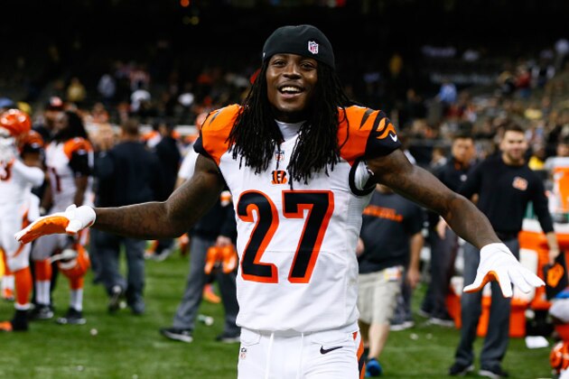NEW ORLEANS, LA - NOVEMBER 16:  Dre Kirkpatrick #27 of the Cincinnati Bengals celebrates after their win over the New Orleans Saints after the game at Mercedes-Benz Superdome on November 16, 2014 in New Orleans, Louisiana.  (Photo by Kevin C. Cox/Getty Images)