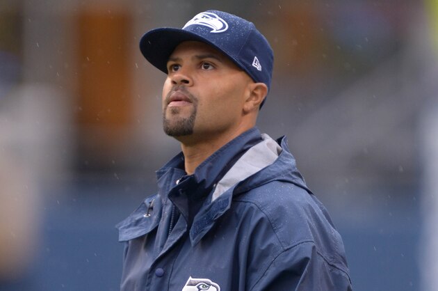 Sep 22, 2013; Seattle, WA, USA; Seattle Seahawks defensive backs coach Kris Richard before the game against the Jacksonville Jaguars at CenturyLink Field. Mandatory Credit: Kirby Lee-USA TODAY Sports