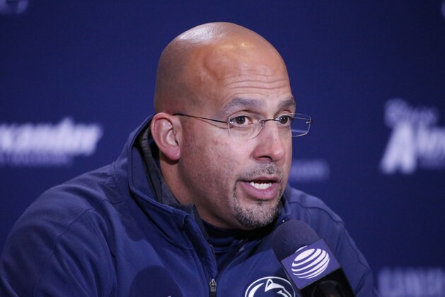 Penn State head coach James Franklin listens to a question during his post-game meeting with reporters after an NCAA college football game against Michigan State in State College, Pa., Saturday, Nov. 29, 2014. Michigan State won 34-10, giving Franklin a 6-6 regular season record in his first season as Penn State's head football coach. AP Photo/Gene J. Puskar)