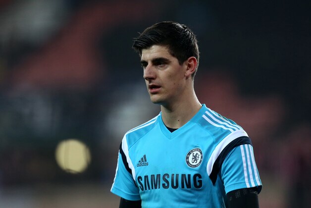 Chelsea's goalkeeper Thibaut Courtois looks on ahead of their English Premier League soccer match against Sunderland at the Stadium of Light, Sunderland, England, Saturday, Nov. 29, 2014. (AP Photo/Scott Heppell)