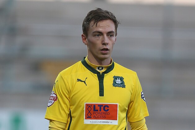 NORTHAMPTON, ENGLAND - DECEMBER 13:  Andy Kellett of Plymouth Argyle in action during the Sky Bet League Two match between Northampton Town and Plymouth Argyle at Sixfields Stadium on December 13, 2014 in Northampton, England.  (Photo by Pete Norton/Getty Images)