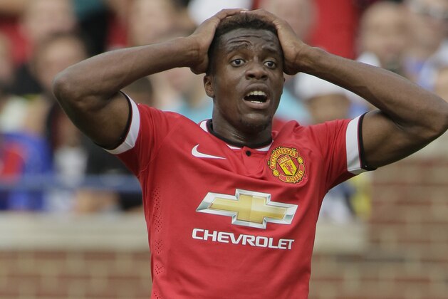 ANN ARBOR, MI - AUGUST 2: Wilfried Zaha #29 of Manchester United reacts after his pass in front of the goal got away from the receiver during the second half of the Guinness International Champions Cup at Michigan Stadium on August 2, 2014, in Ann Arbor, Mich (Photo by Duane Burleson/Getty Images)