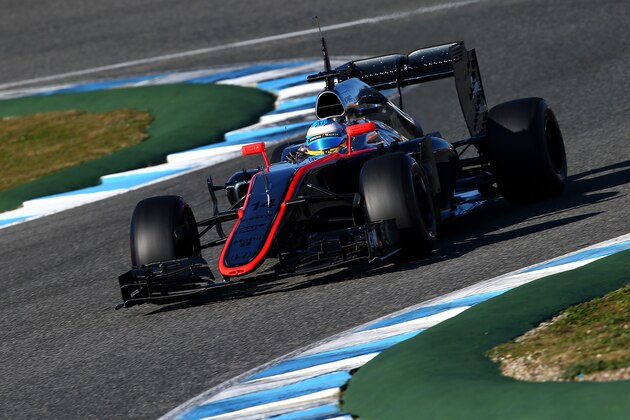 JEREZ DE LA FRONTERA, SPAIN - FEBRUARY 01:  Fernando Alonso of Spain and McLaren Honda drives during day one of Formula One Winter Testing at Circuito de Jerez on February 1, 2015 in Jerez de la Frontera, Spain.  (Photo by Mark Thompson/Getty Images)