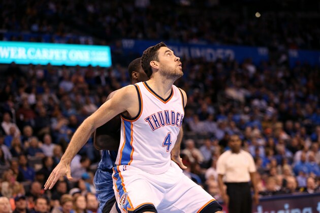 OKLAHOMA CITY, OK- JANUARY 26: Nick Collison #4 of the Oklahoma City Thunder battles for position against the Minnesota Timberwolves on January 26, 2015 at Chesapeake Energy Arena in Oklahoma City, Oklahoma. NOTE TO USER: User expressly acknowledges and agrees that, by downloading and or using this photograph, User is consenting to the terms and conditions of the Getty Images License Agreement. Mandatory Copyright Notice: Copyright 2015 NBAE (Photo by David Sherman/NBAE via Getty Images) OKLAHOMA CITY, OK- JANUARY 26: Nick Collison #4 of the Oklahoma City Thunder battles for position against the Minnesota Timberwolves on January 26, 2015 at Chesapeake Energy Arena in Oklahoma City, Oklahoma. NOTE TO USER: User expressly acknowledges and agrees that, by downloading and or using this photograph, User is consenting to the terms and conditions of the Getty Images License Agreement. Mandatory Copyright Notice: Copyright 2015 NBAE (Photo by David Sherman/NBAE via Getty Images)