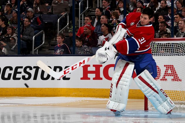 COLUMBUS, OH - JANUARY 24:  Carey Price #31 of the Montreal Canadiens and Team Foligno competes during the Gatorade NHL Skills Challenge Relay event of the 2015 Honda NHL All-Star Skills Competition at Nationwide Arena on January 24, 2015 in Columbus, Ohio.  (Photo by Bruce Bennett/Getty Images)