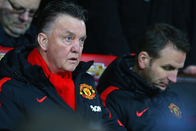 MANCHESTER, ENGLAND - FEBRUARY 03:  Manager Louis van Gaal of Manchester United looks on during the FA Cup Fourth round replay match between Manchester United and Cambridge United at Old Trafford on February 3, 2015 in Manchester, England.  (Photo by Alex Livesey/Getty Images)