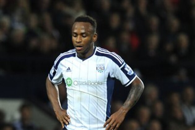 In this Monday, Oct. 20, 2014, file photo, West Brom's Saido Berahino during the English Premier League soccer match between West Bromwich Albion and Manchester United at the Hawthorns, Birmingham. Saido Berahino’s path to becoming one of the new sensations of English football began with kickabouts on the streets of Burundi using a makeshift ball made from plastic bags or rolled-up socks. (AP Photo/Rui Vieira, File)