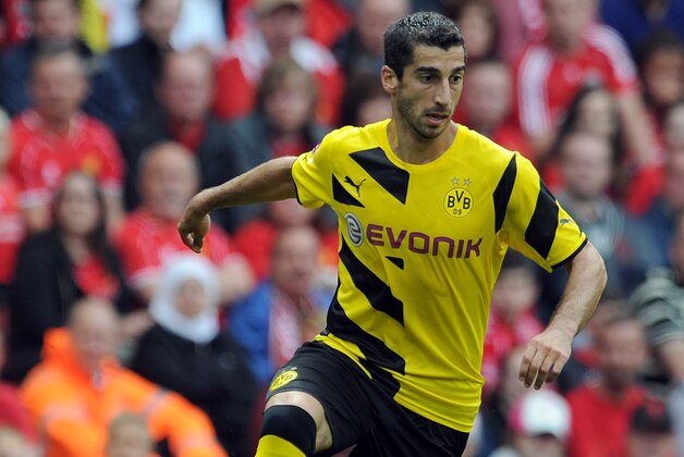 LIVERPOOL, ENGLAND - AUGUST 10:  Henrikh Mkhitaryan of Borussia Dortmund during the Pre Season Friendly match between Liverpool and Borussia Dortmund at Anfield on August 10, 2014 in Liverpool, England. (Photo by Clint Hughes/Getty Images)