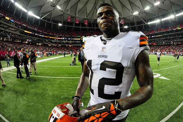 ATLANTA, GA - NOVEMBER 23: Josh Gordon #12 of the Cleveland Browns walks of the field after beating the Atlanta Falcons at Georgia Dome on November 23, 2014 in Atlanta, Georgia. The Browns won 26-24.  (Photo by Scott Cunningham/Getty Images)