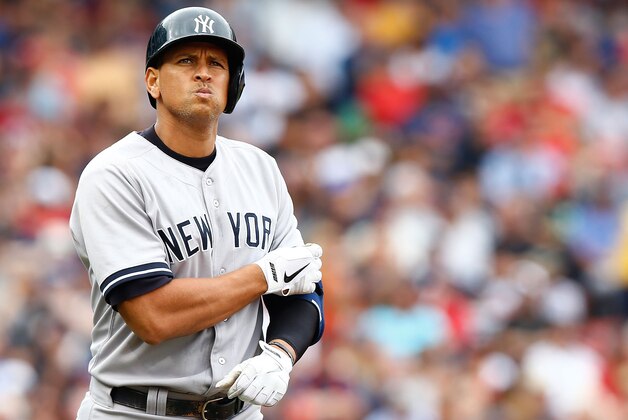 BOSTON, MA - SEPTEMBER 14: Alex Rodriguez #13 of the New York Yankees plays against the Boston Red Sox during the game on September 14, 2013 at Fenway Park in Boston, Massachusetts. (Photo by Jared Wickerham/Getty Images)