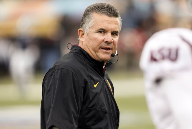 Dec 27, 2014; El Paso, TX, USA; Arizona State Sun Devils head coach Todd Graham during the second quarter as his team faces the Duke Blue Devils in the 2014 Sun Bowl at Sun Bowl Stadium. Mandatory Credit: Ivan Pierre Aguirre-USA TODAY Sports