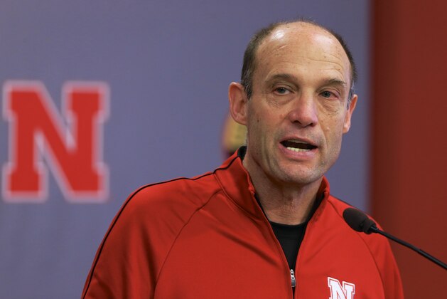 Nebraska head coach Mike Riley speaks at a news conference in Lincoln, Neb., Wednesday, Feb. 4, 2015, as he unveils his first NCAA college football recruiting class. (AP Photo/Nati Harnik)