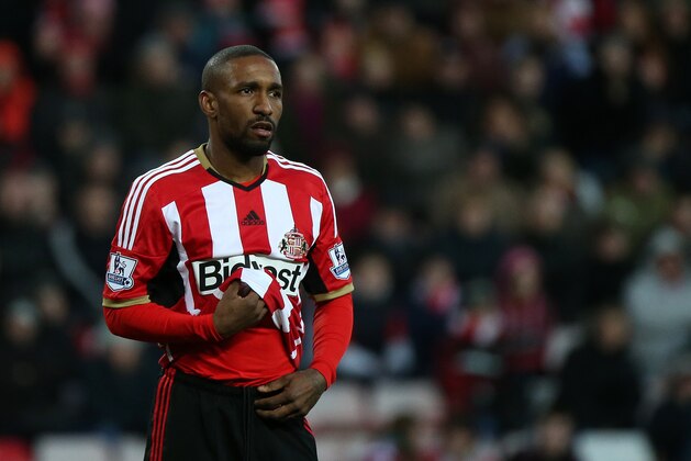 Sunderland's Jermain Defoe during their English FA Cup fourth round soccer match between Sunderland and Fulham at the Stadium of Light, Sunderland, England, Saturday, Jan. 24, 2015. (AP Photo/Scott Heppell)