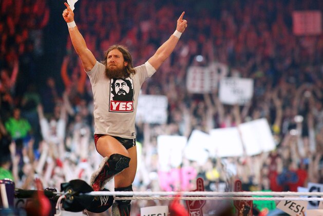 Daniel Bryan reacts during Wrestlemania XXX at the Mercedes-Benz Super Dome in New Orleans on Sunday, April 6, 2014. (Jonathan Bachman/AP Images for WWE)