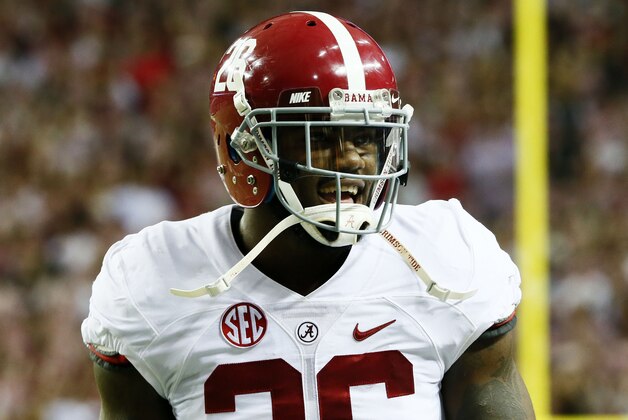 ATLANTA, GA - DECEMBER 06:  Landon Collins #26 of the Alabama Crimson Tide reacts against the Missouri Tigers in the first quarter of the SEC Championship game at the Georgia Dome on December 6, 2014 in Atlanta, Georgia.  (Photo by Kevin C. Cox/Getty Images)