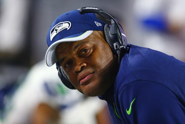 Dec 21, 2014; Glendale, AZ, USA; Seattle Seahawks linebackers coach Ken Norton Jr. against the Arizona Cardinals at University of Phoenix Stadium. The Seahawks defeated the Cardinals 35-6. Mandatory Credit: Mark J. Rebilas-USA TODAY Sports