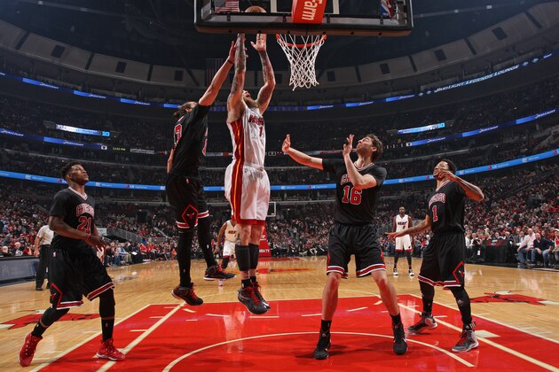 CHICAGO, IL - JANUARY 25:  Chris Andersen #11 of the Miami Heat shoots the ball against the Chicago Bulls during the game on January 25, 2015 at the United Center in Chicago, Illinois. NOTE TO USER: User expressly acknowledges and agrees that, by downloading and or using this Photograph, user is consenting to the terms and conditions of the Getty Images License Agreement. Mandatory Copyright Notice: Copyright 2015 NBAE (Photo by Gary Dineen/NBAE via Getty Images)