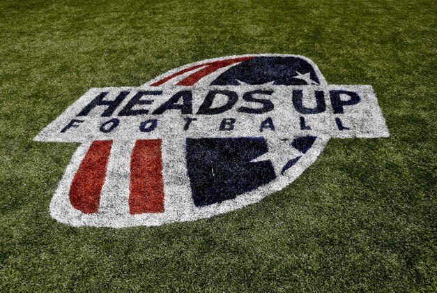 Aug 16, 2013; New Orleans, LA, USA; A detail of the heads up football logo on the field for a preseason game between the New Orleans Saints and the Oakland Raiders at the Mercedes-Benz Superdome. The Saints defeated the Raiders 28-20. Mandatory Credit: Derick E. Hingle-USA TODAY Sports