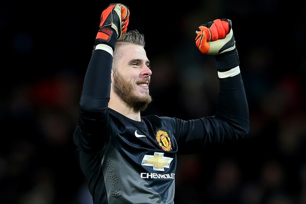 MANCHESTER, ENGLAND - DECEMBER 02:  David De Gea of Manchester United celebrates at the end of the Barclays Premier League match between Manchester United and Stoke City at Old Trafford on December 2, 2014 in Manchester, England.  (Photo by Alex Livesey/Getty Images)