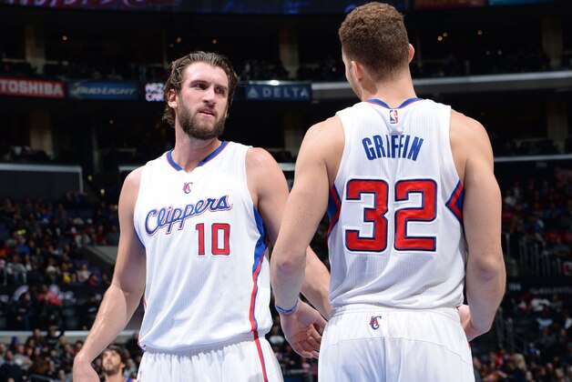 LOS ANGELES, CA -  JANUARY 3: Spencer Hawes #10 and Blake Griffin #32 of the Los Angeles Clippers during the game against the Philadelphia 76ers on January 3, 2015 at STAPLES CENTER in Los Angeles, California, NOTE TO USER: User expressly acknowledges and agrees that, by downloading and or using this Photograph, user is consenting to the terms and conditions of the Getty Images License Agreement. Mandatory Copyright Notice: Copyright 2015 NBAE (Photo by Juan O'Campo/NBAE via Getty Images)